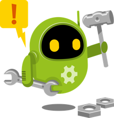 工具で作業中のロボット